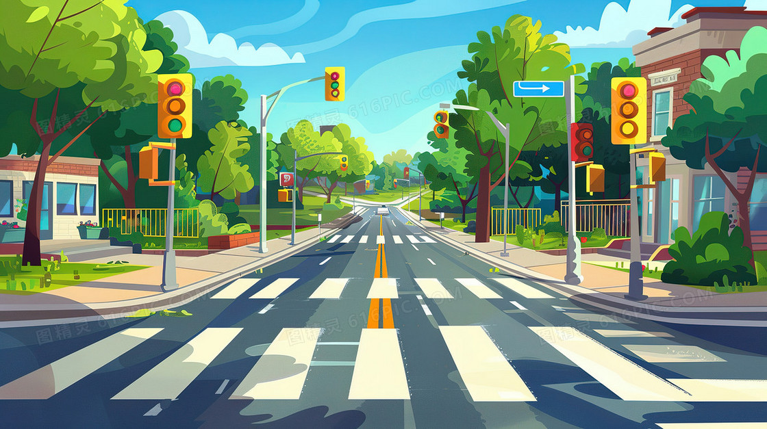 道路交通安全斑马线插画