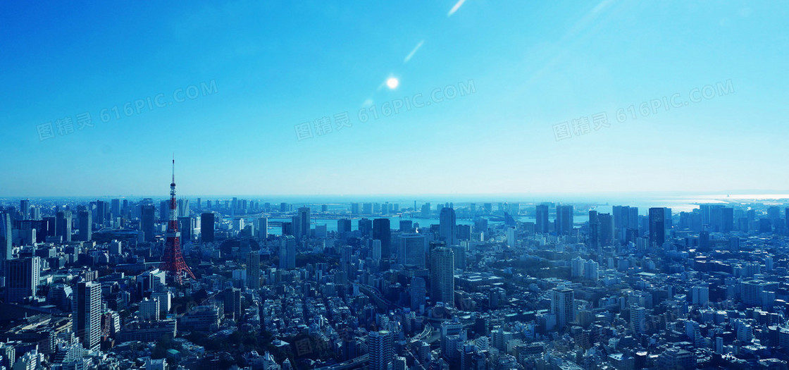 蓝天城市背景