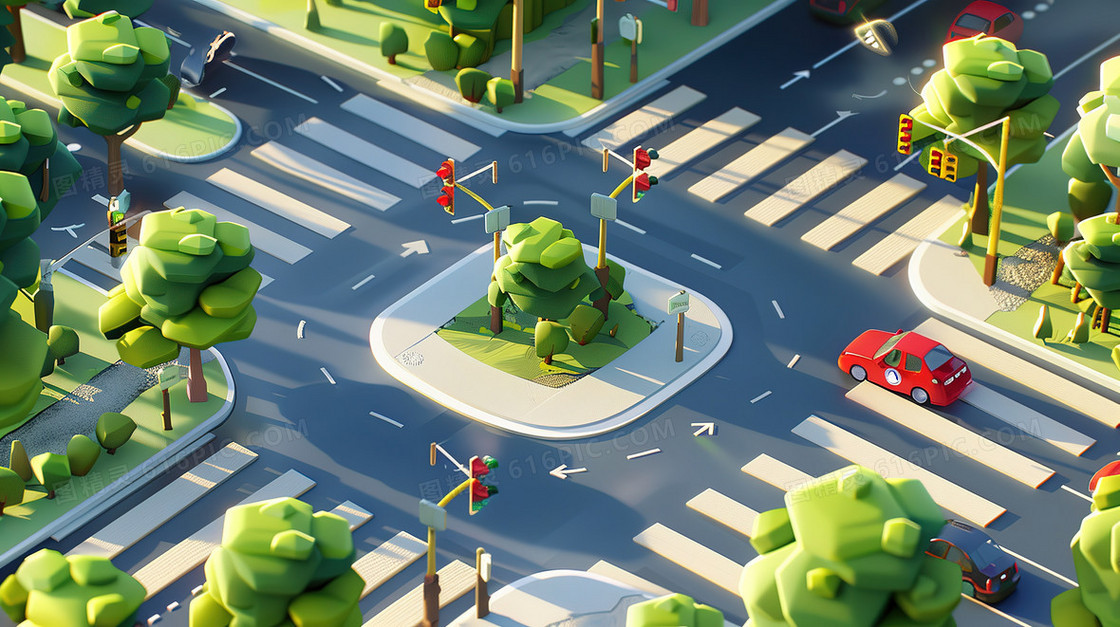 道路交通安全斑马线插画