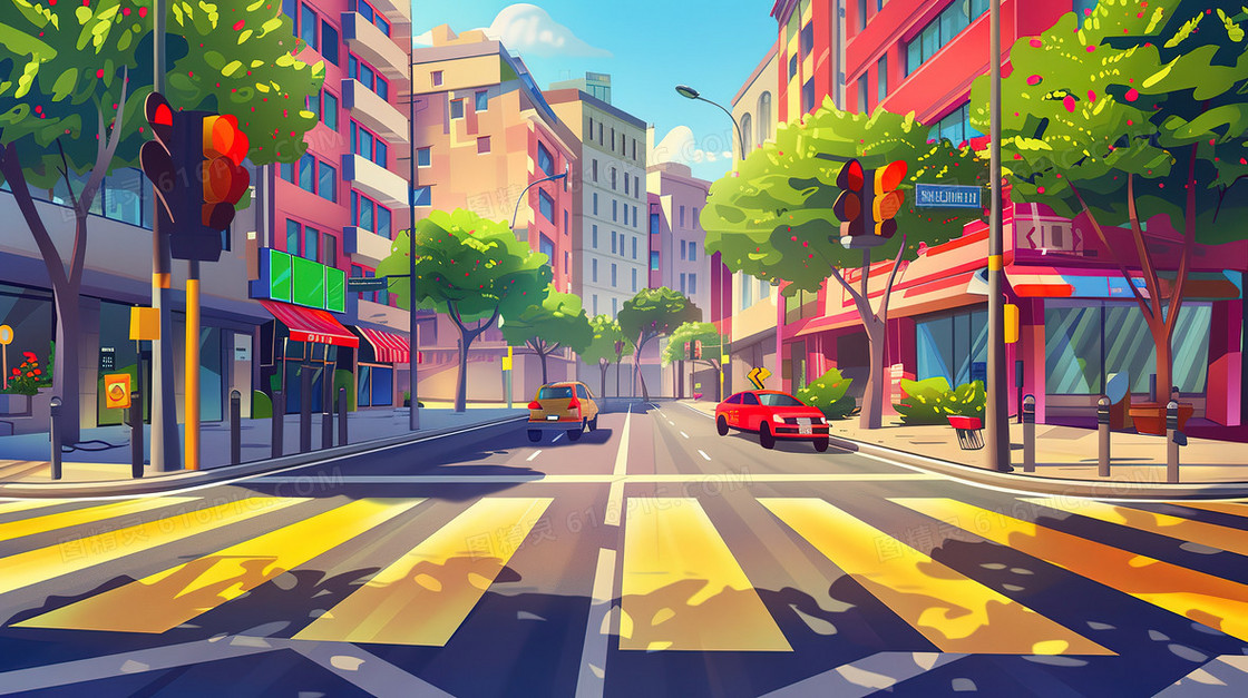 道路交通安全斑马线插画