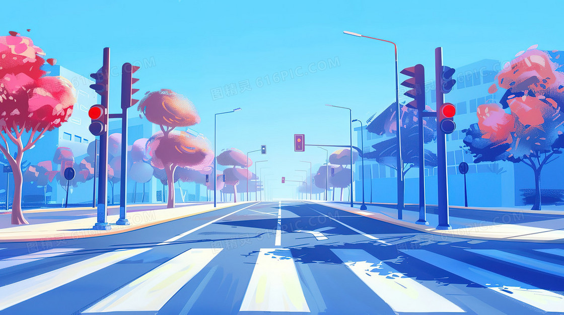 道路交通安全斑马线插画