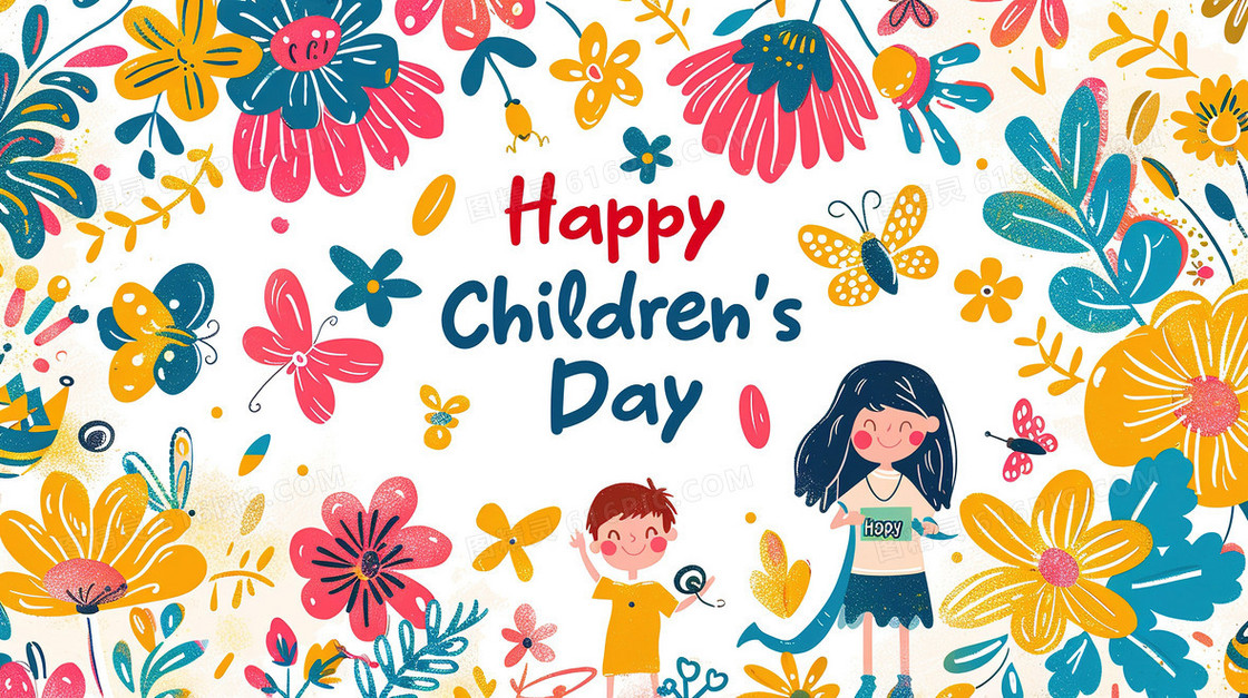 庆祝六一儿童节节日快乐插画