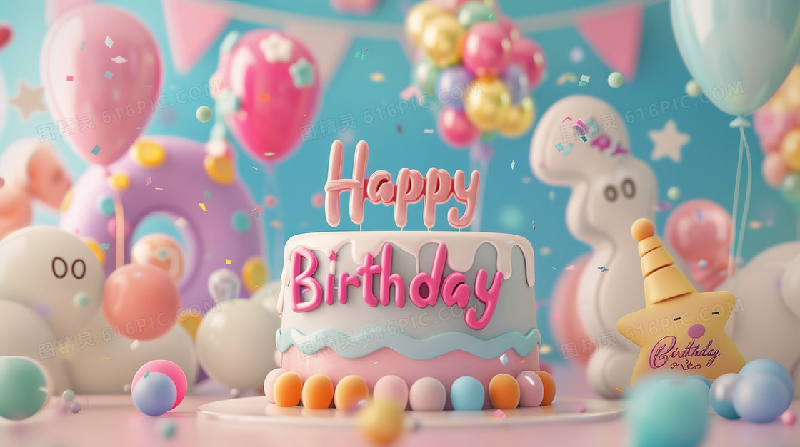 庆祝儿童生日快乐蛋糕插画