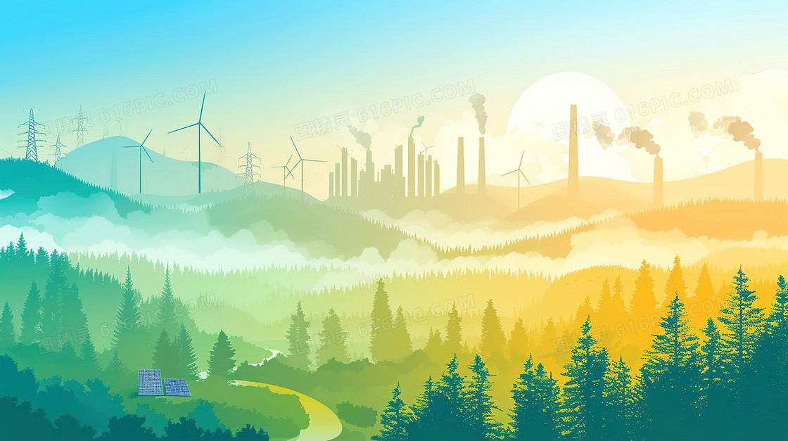 环境污染空气污染对比插画