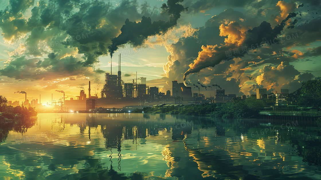 环境污染空气污染以前现在对比插画