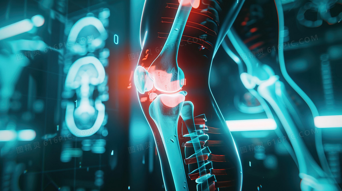 膝盖关节放射扫描插画