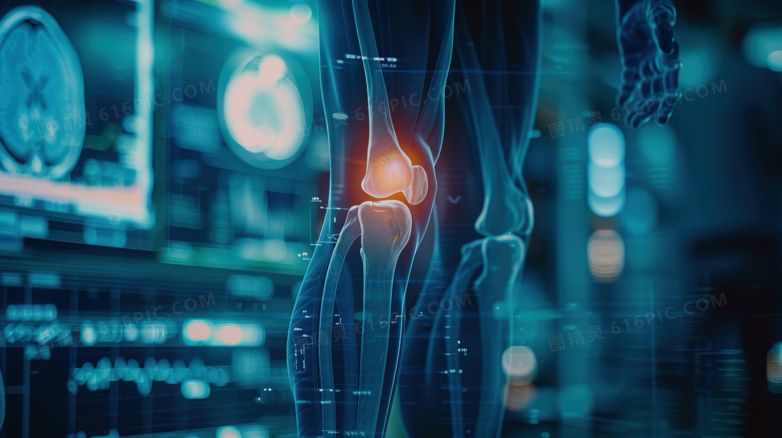 膝盖关节放射扫描插画