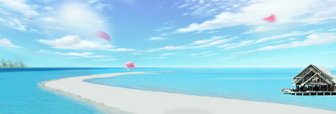 海景房大海海边浪漫海报banner