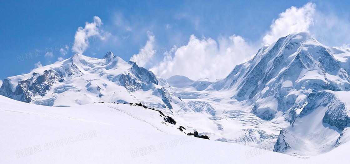 冬季雪地冬天摄影蓝色海报背景