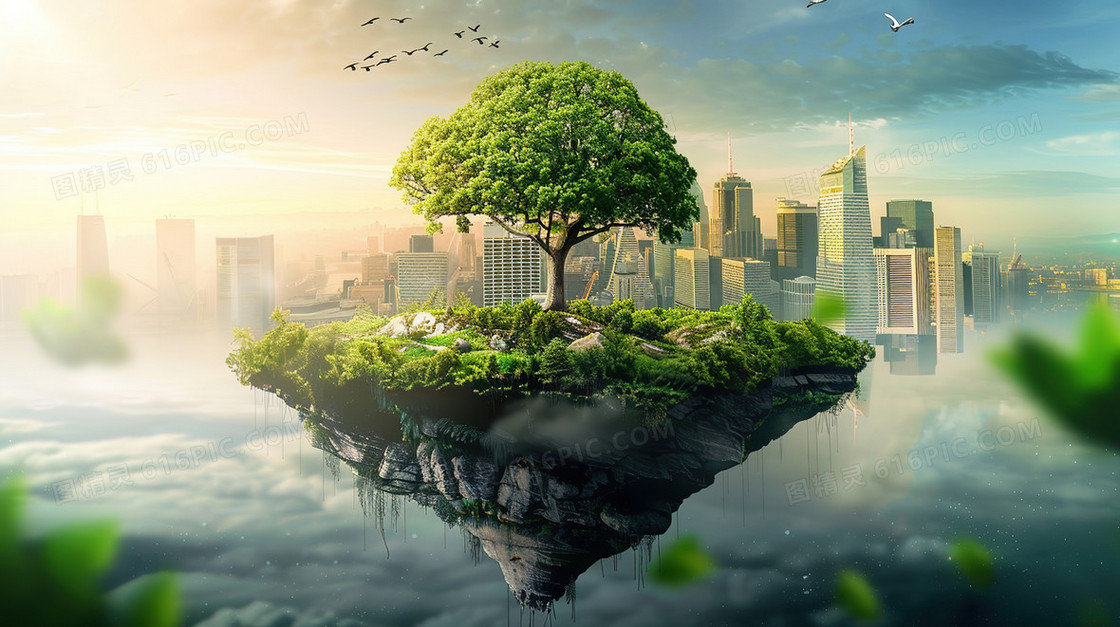 地球土地上的一棵大树插画