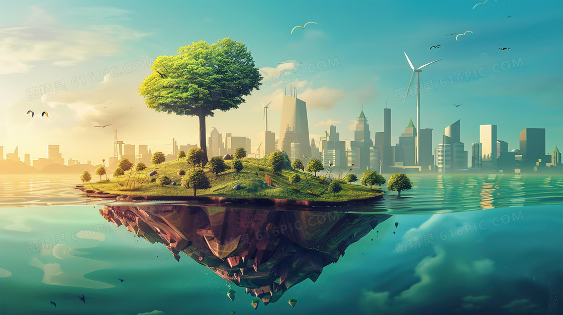 地球土地上的一棵大树插画