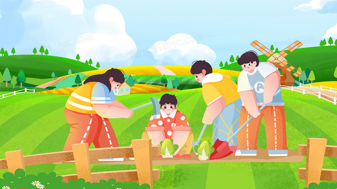 小满节气农场农活插画