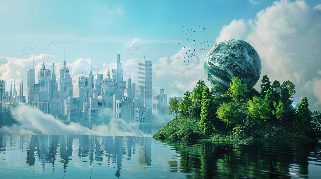 森林土地上的生态地球插画