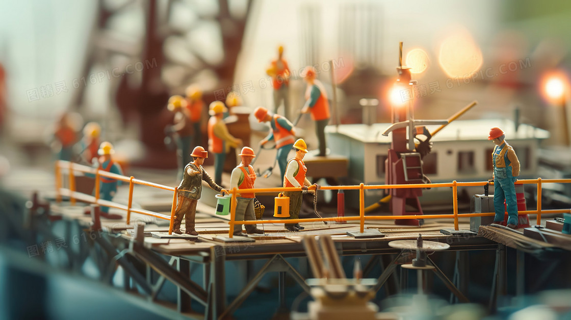 建筑工地上的工人插画