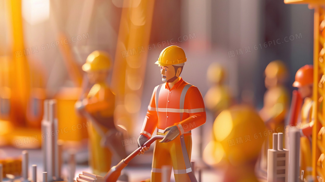 建筑工地上的工人插画