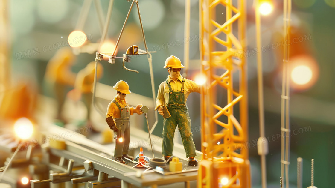 建筑工地上的工人插画