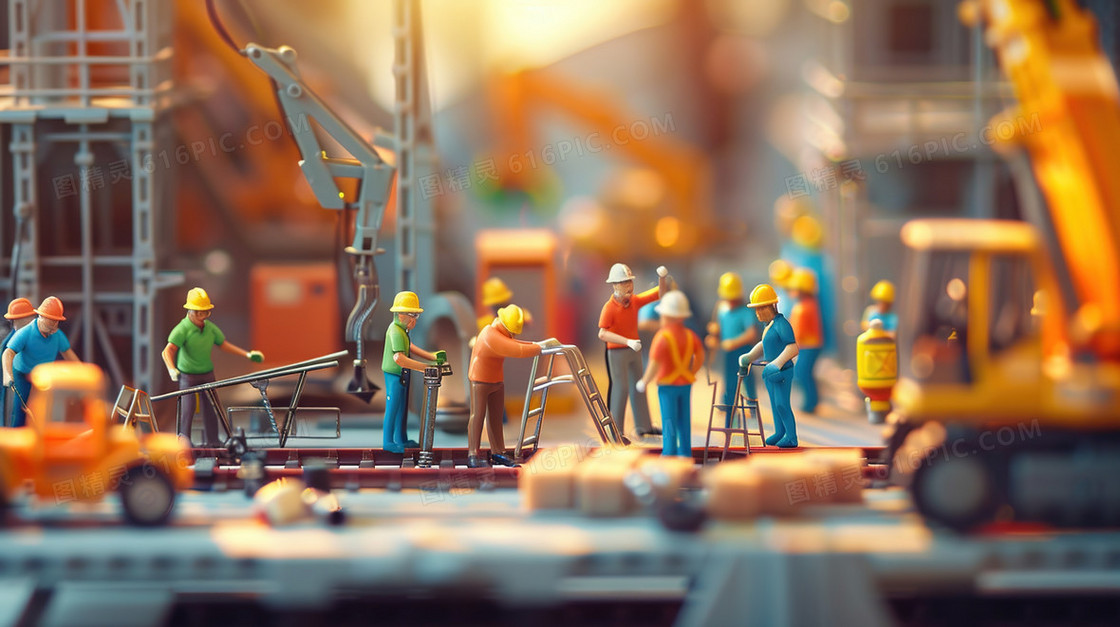 建筑工地上的工人插画