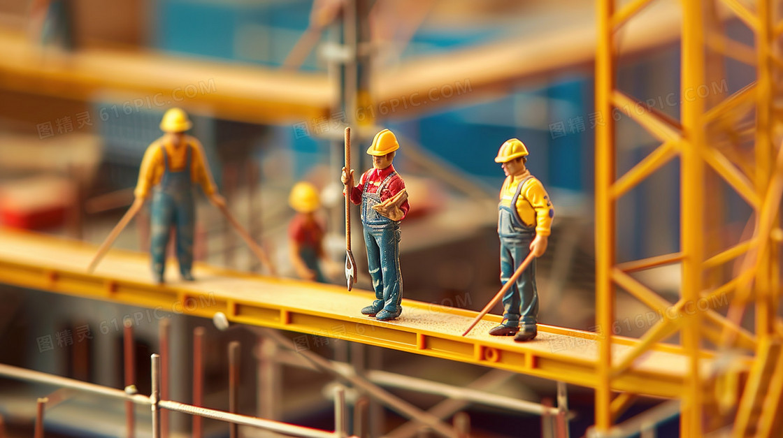 建筑工地上的工人插画