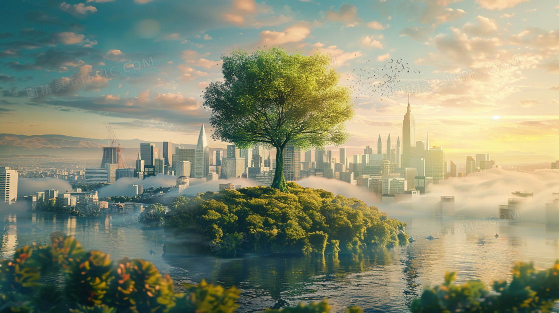 森林土地上的大树插画