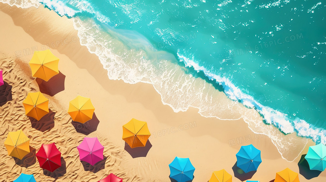 夏天海边度假俯视插画