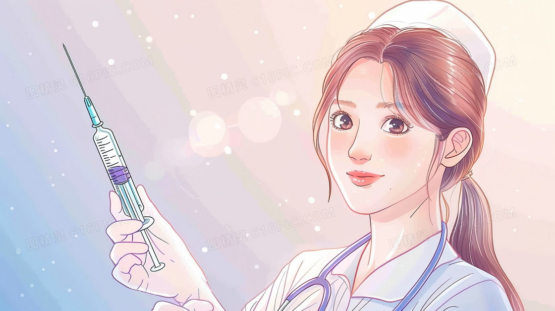 单手拿针管的护士插画