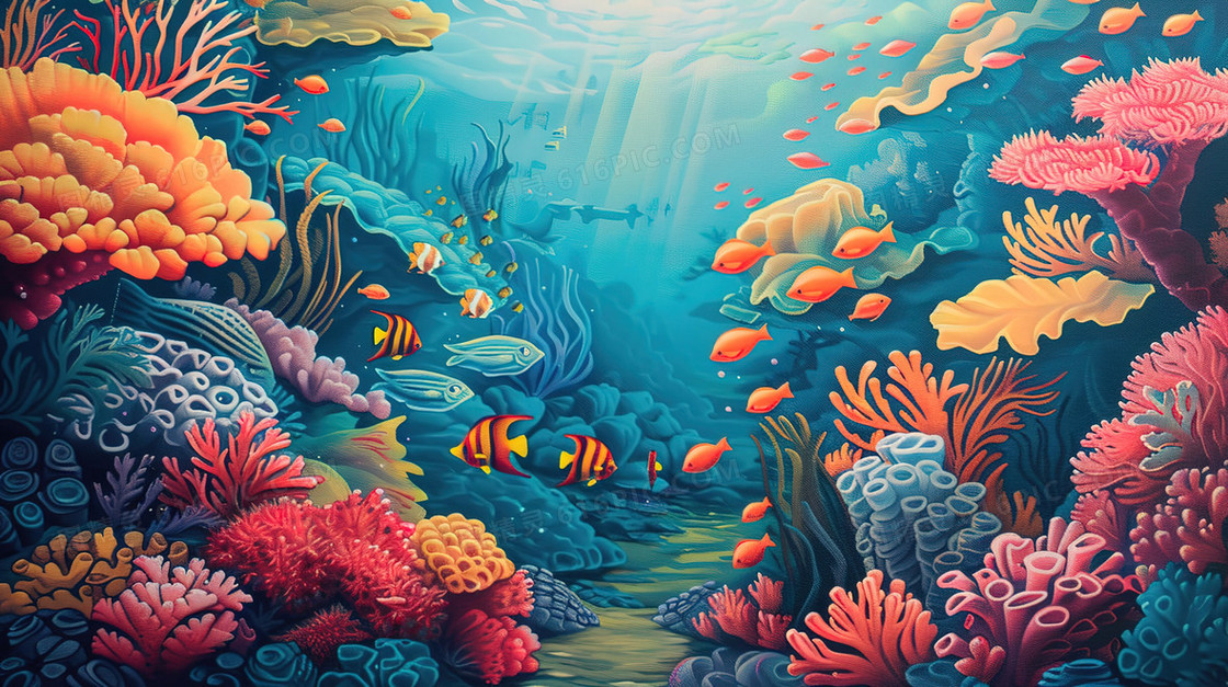 唯美海底世界风景插画