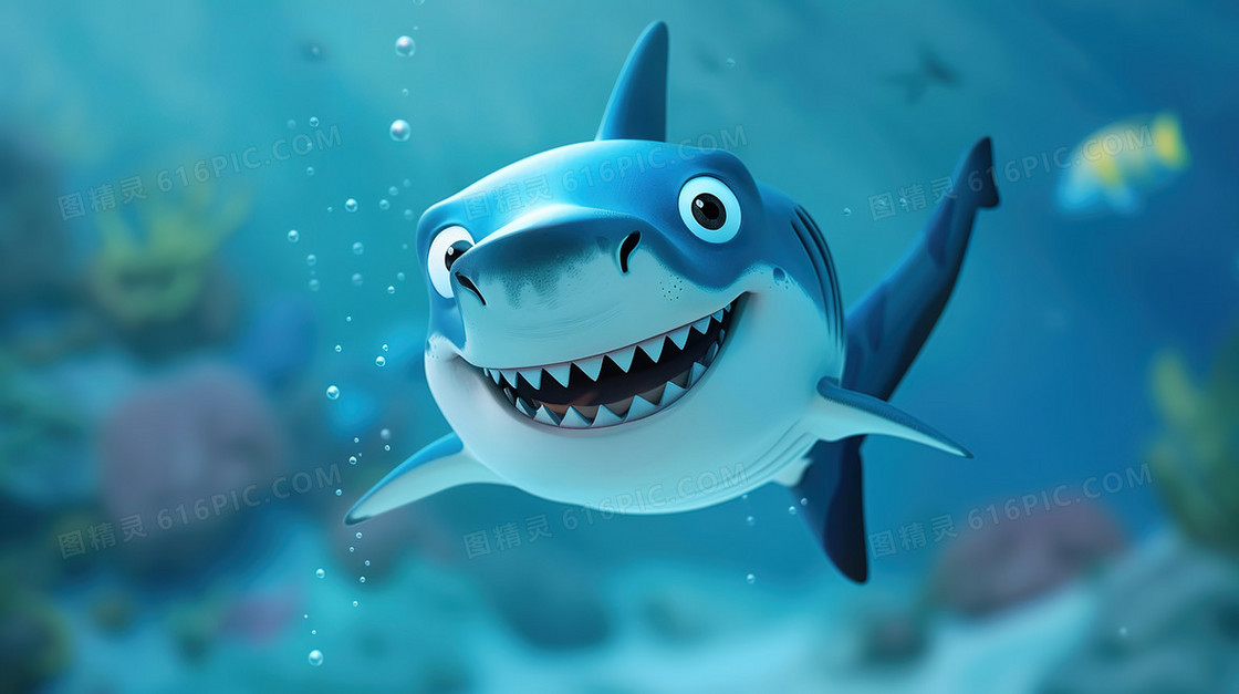 唯美海底世界鲨鱼插画