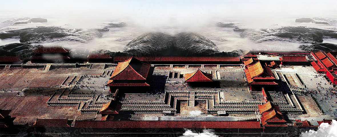 云海故宫背景图片