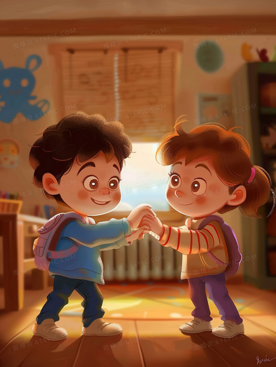 幼儿园好朋友一起玩耍插画