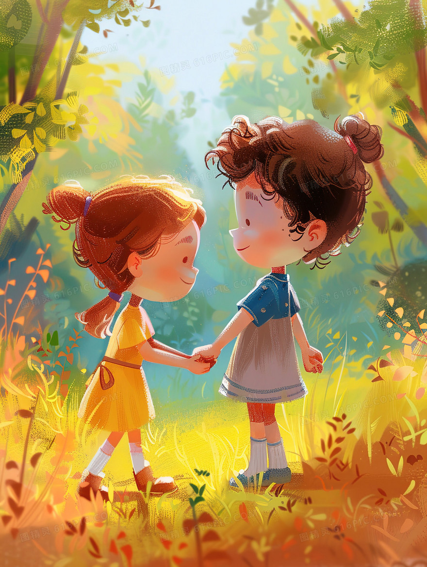 幼儿园好朋友一起玩耍插画