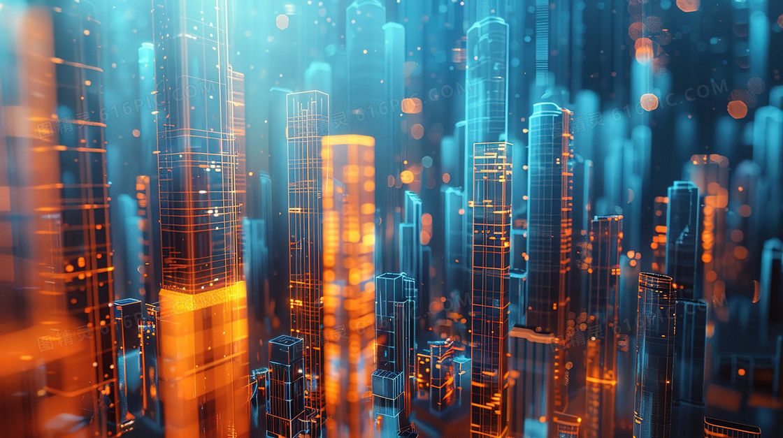 科技感城市建筑高楼插画