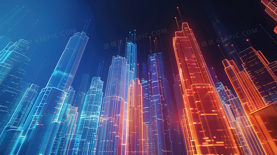 科技感城市建筑高楼插画