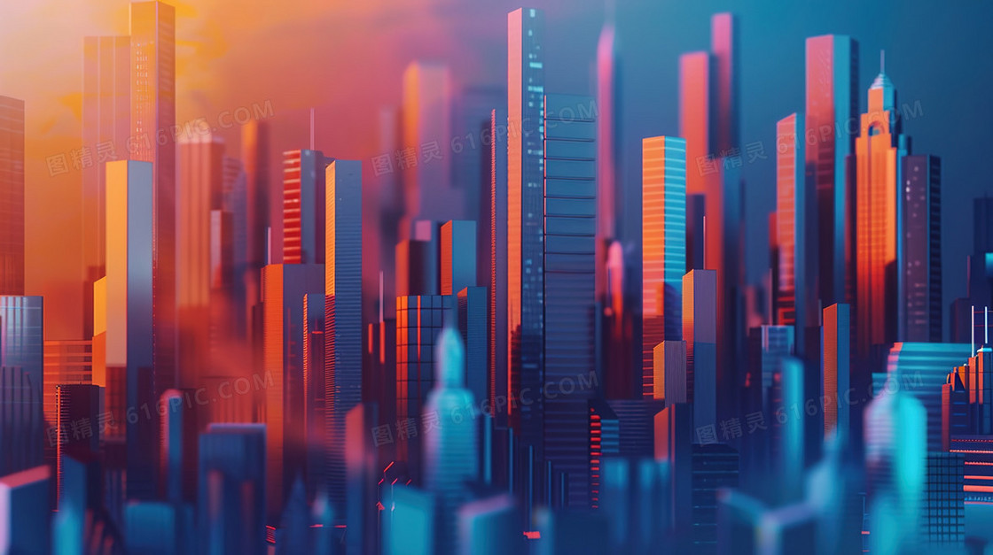 科技感城市建筑高楼插画