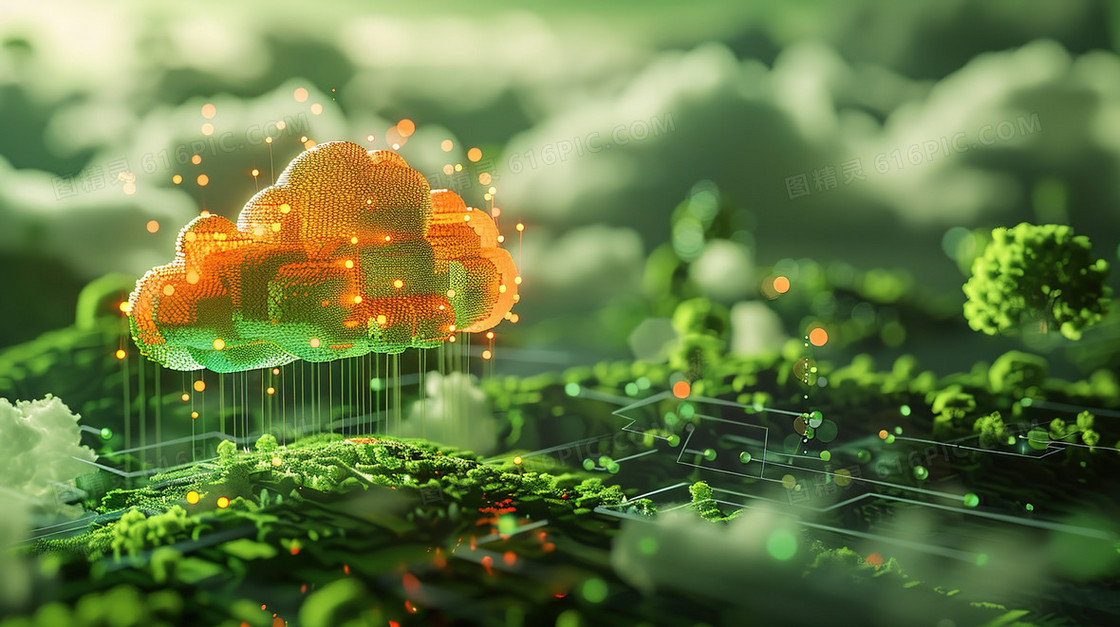 智能网络服务科技云插画