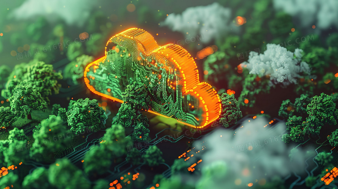 智能网络服务科技云插画