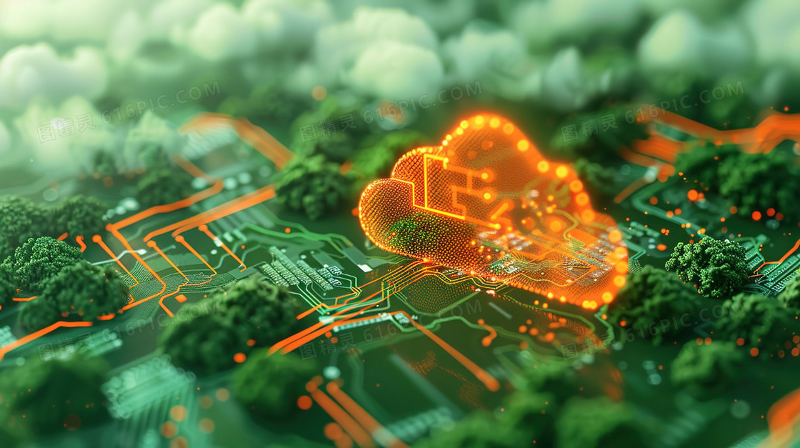 智能网络服务科技云插画