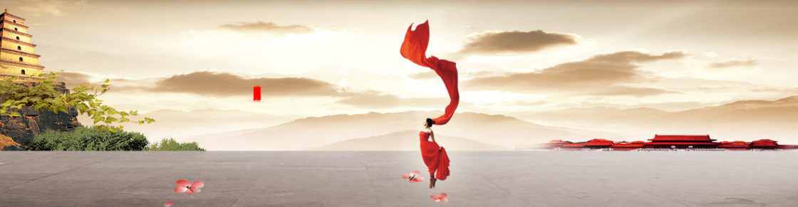 中国风红丝绸背景banner