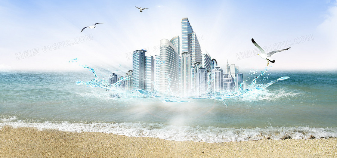 海上建筑背景