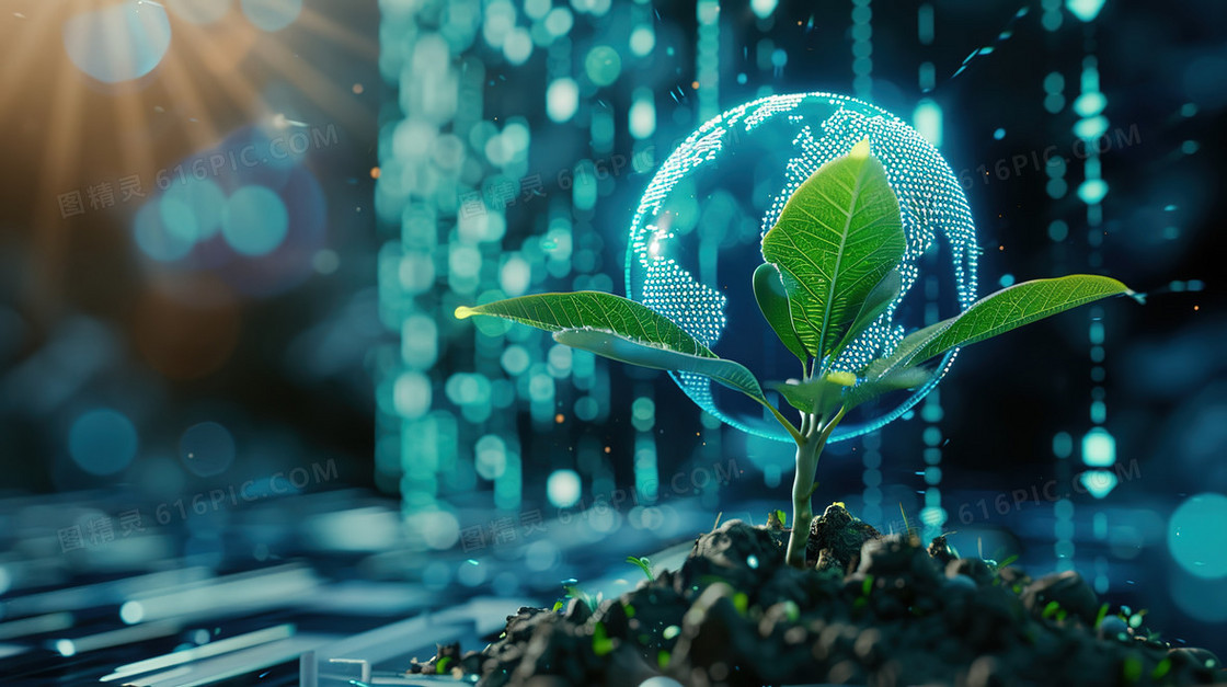 森林草地上的地球模型插画