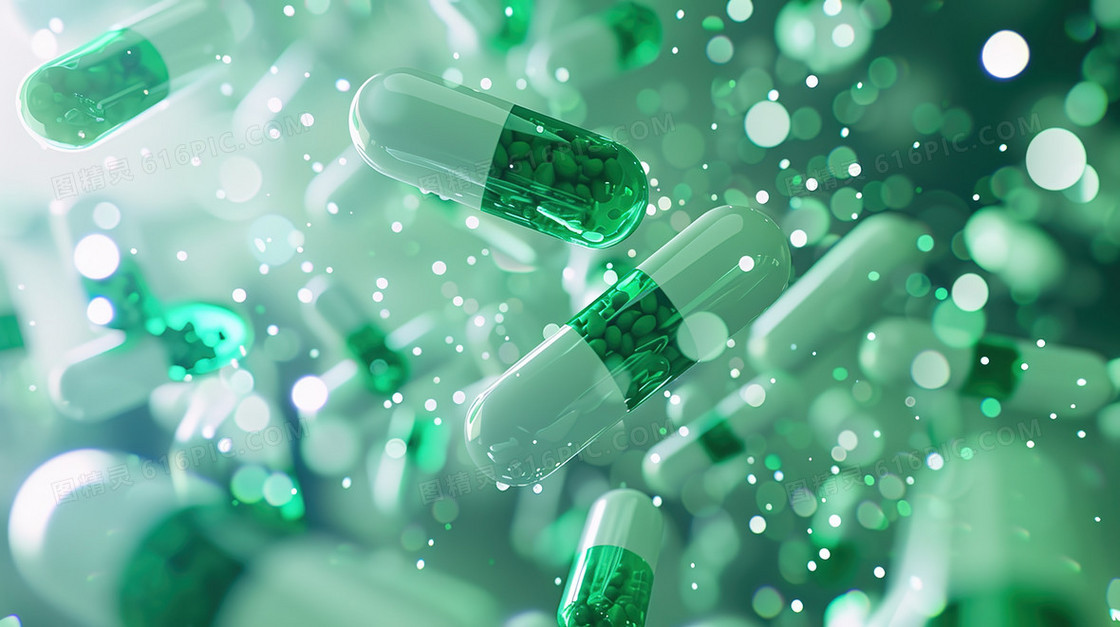 3D散落的药丸胶囊插画