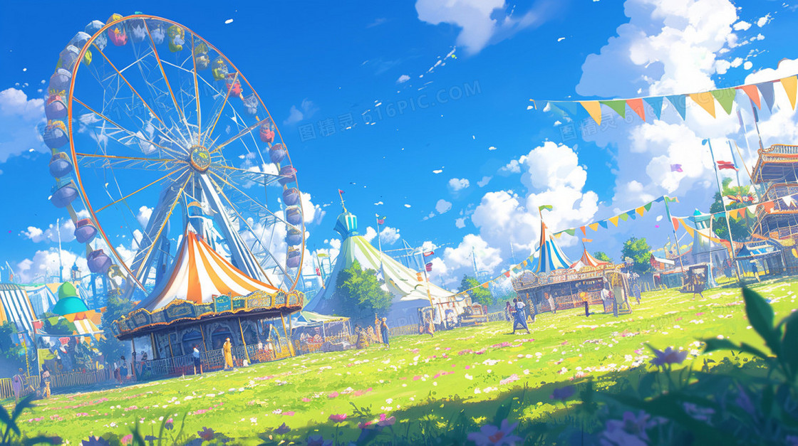 摩天轮游乐园插画