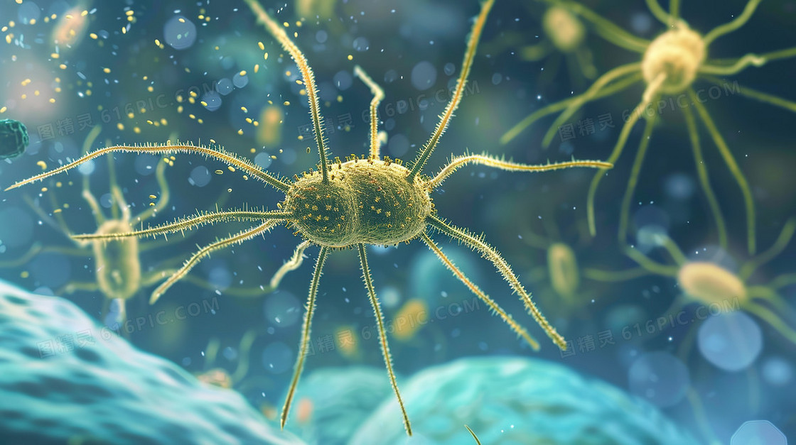 3D微观细菌病毒插画