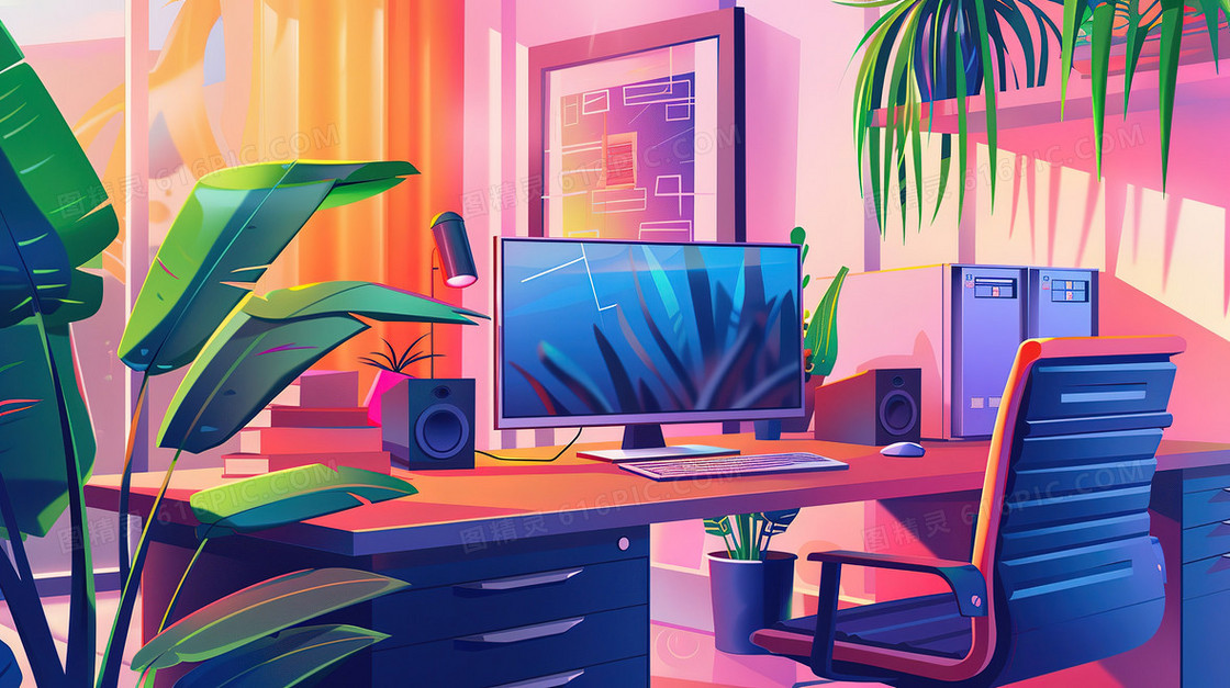 安静的医院办公场景插画