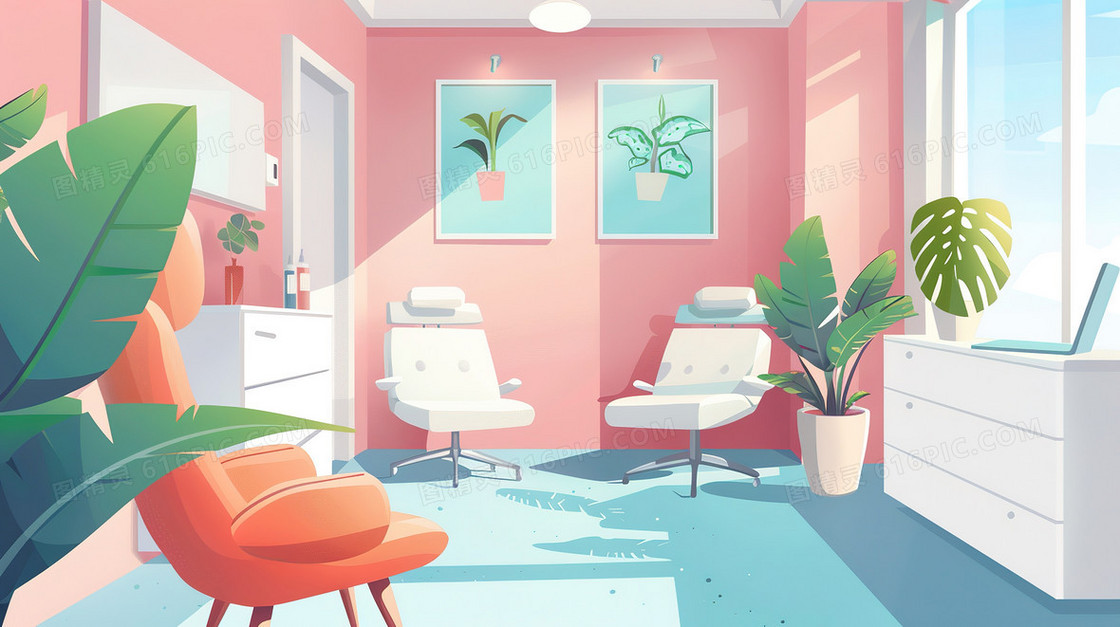 安静的医院办公场景插画