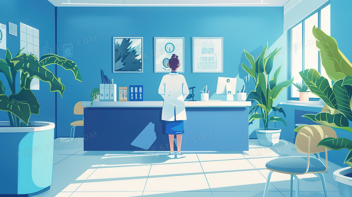 医院里值班的女医生插画