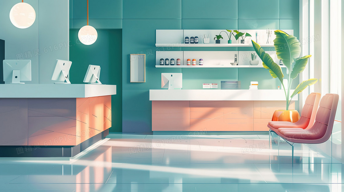 安静的医院办公场景插画