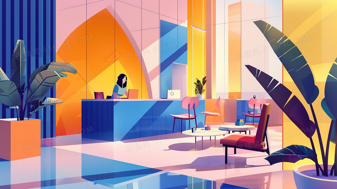 安静的医院办公场景插画