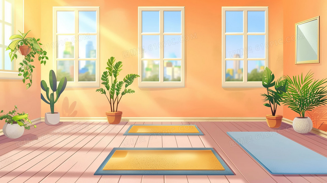 普拉提瑜伽健身房插画