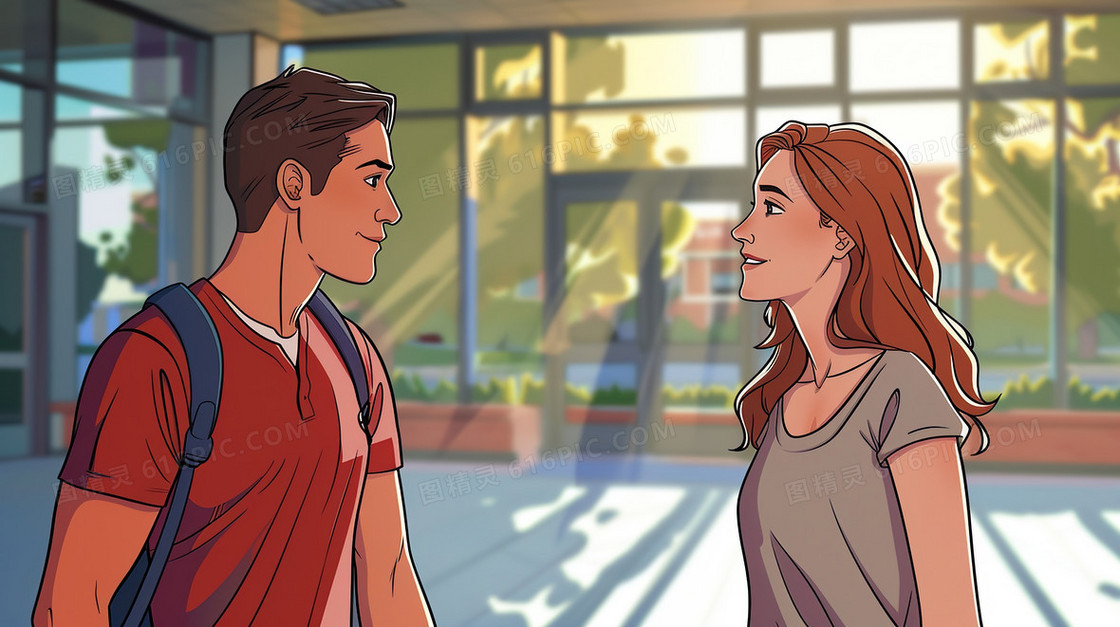 两个年轻人交谈的插画