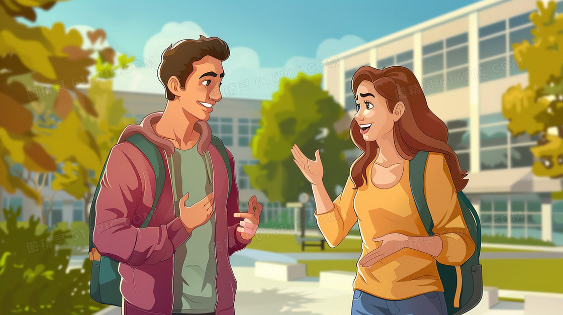 两个年轻人交谈的插画